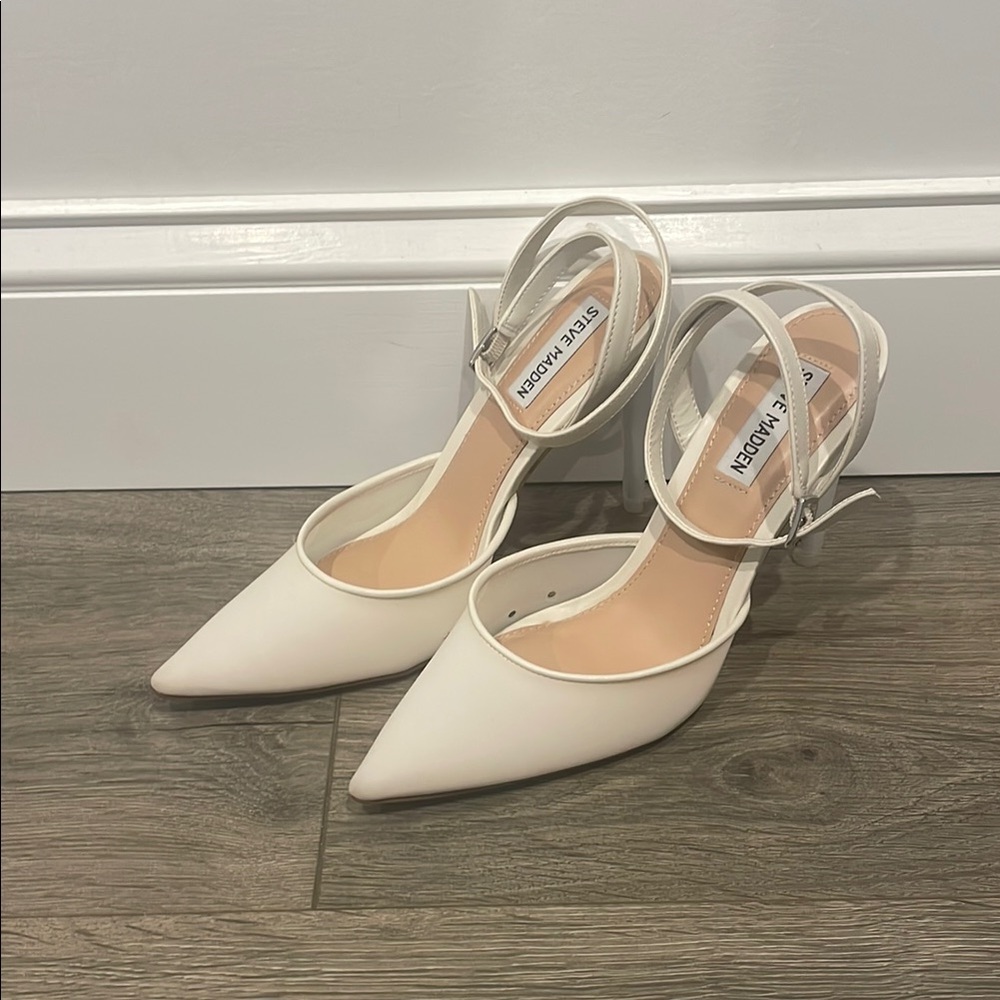 Steve Madden Women Off-White Semitransparent Pointed-Toe Pump Heels size 8.5
